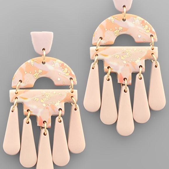 Clay Geometric & Tassel Earrings - Picture 2 of 2